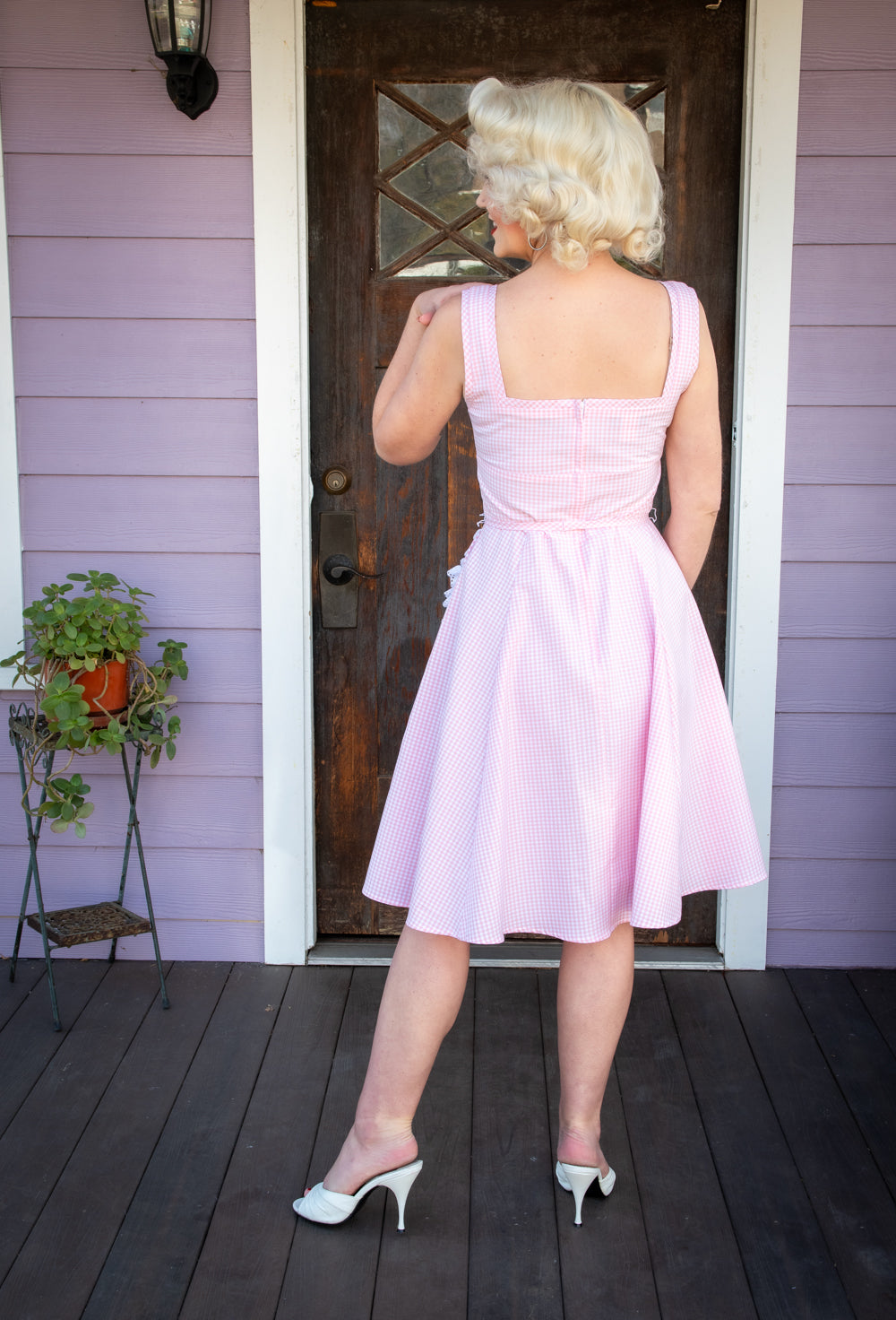 Sadie Dress- Pink Gingham w/ Eyelet Trim