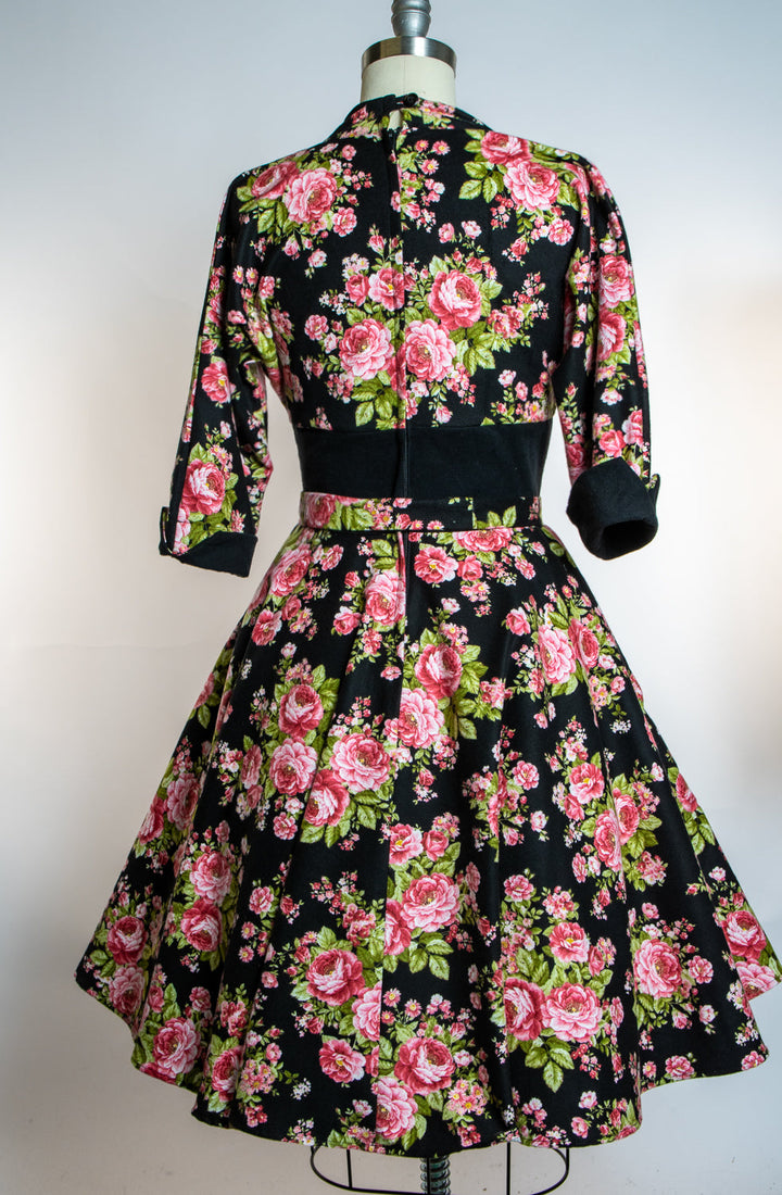 Kimmie Dress- Beautiful Roses on Flannel
