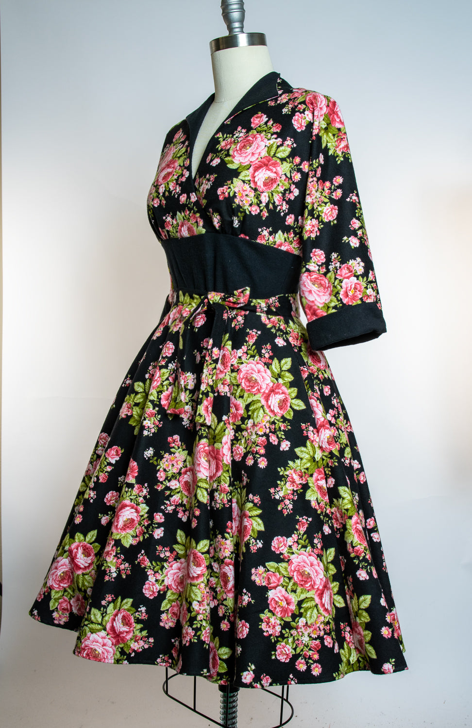 Kimmie Dress- Beautiful Roses on Flannel