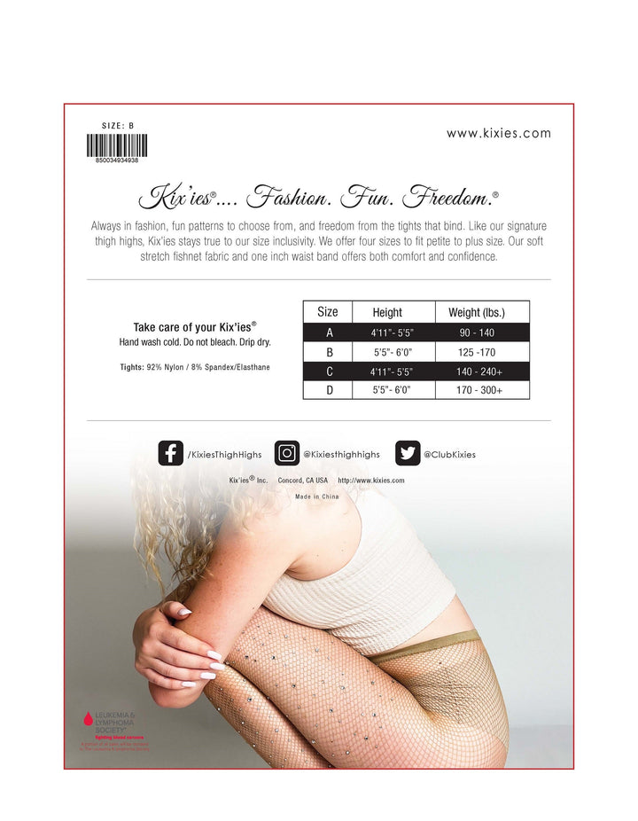 Nude Rhinestone Fishnet Tights. Petite to Plus Size