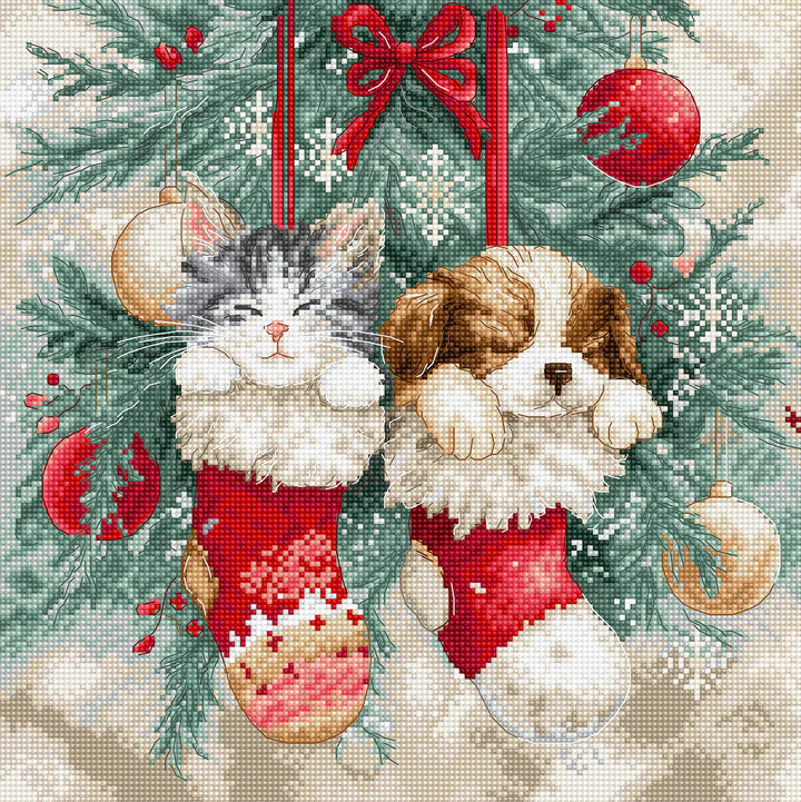 Christmas Naps Counted Cross Stitch Kit by Letistitch L9966