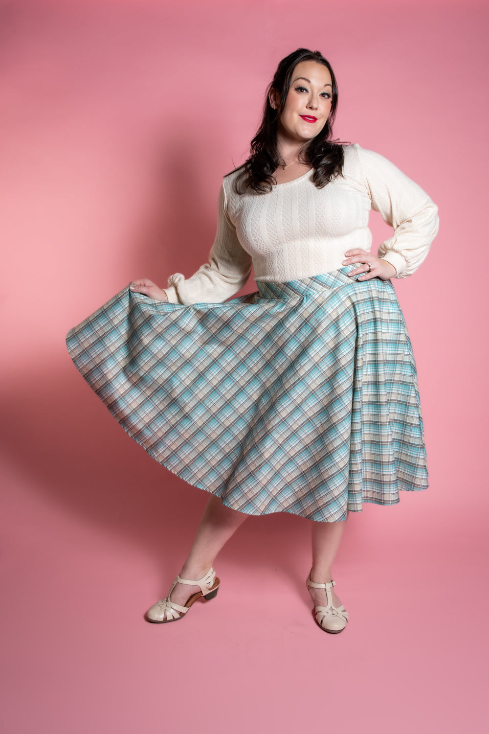 Circle Skirt - Ice Blue Plaid