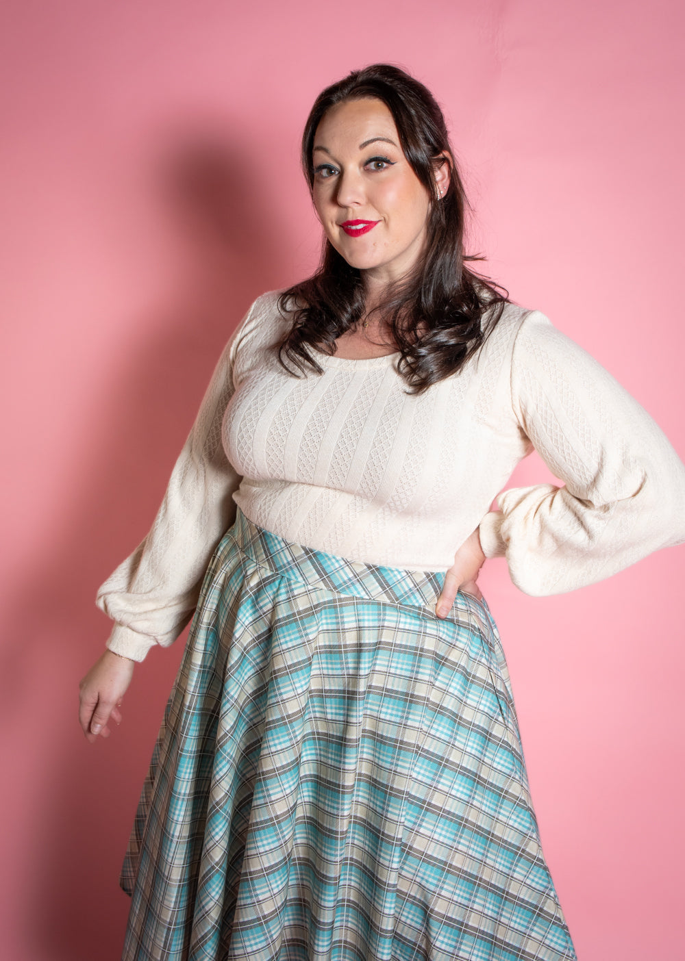 Circle Skirt - Ice Blue Plaid