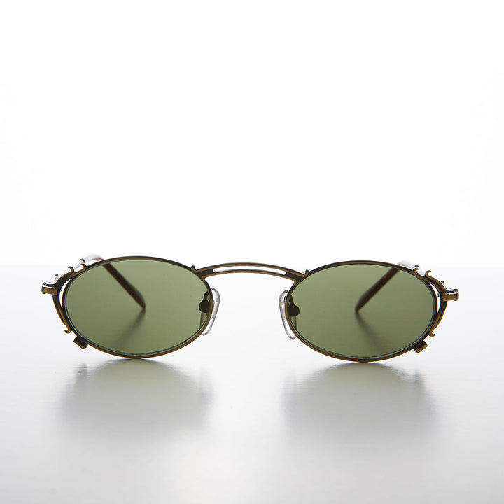 Tiny Oval Intricate Spectacles Vintage Sunglass - Lowell