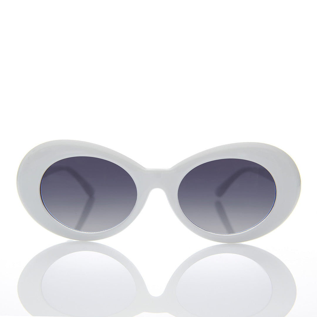 White Oval Cat Eye Clout Sunglass - Lulu 2