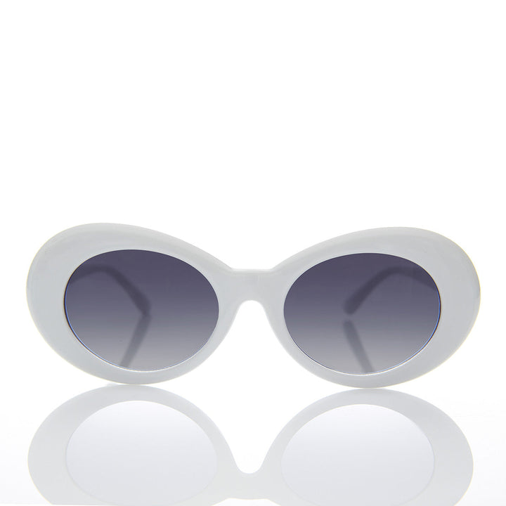 White Oval Cat Eye Clout Sunglass - Lulu 2