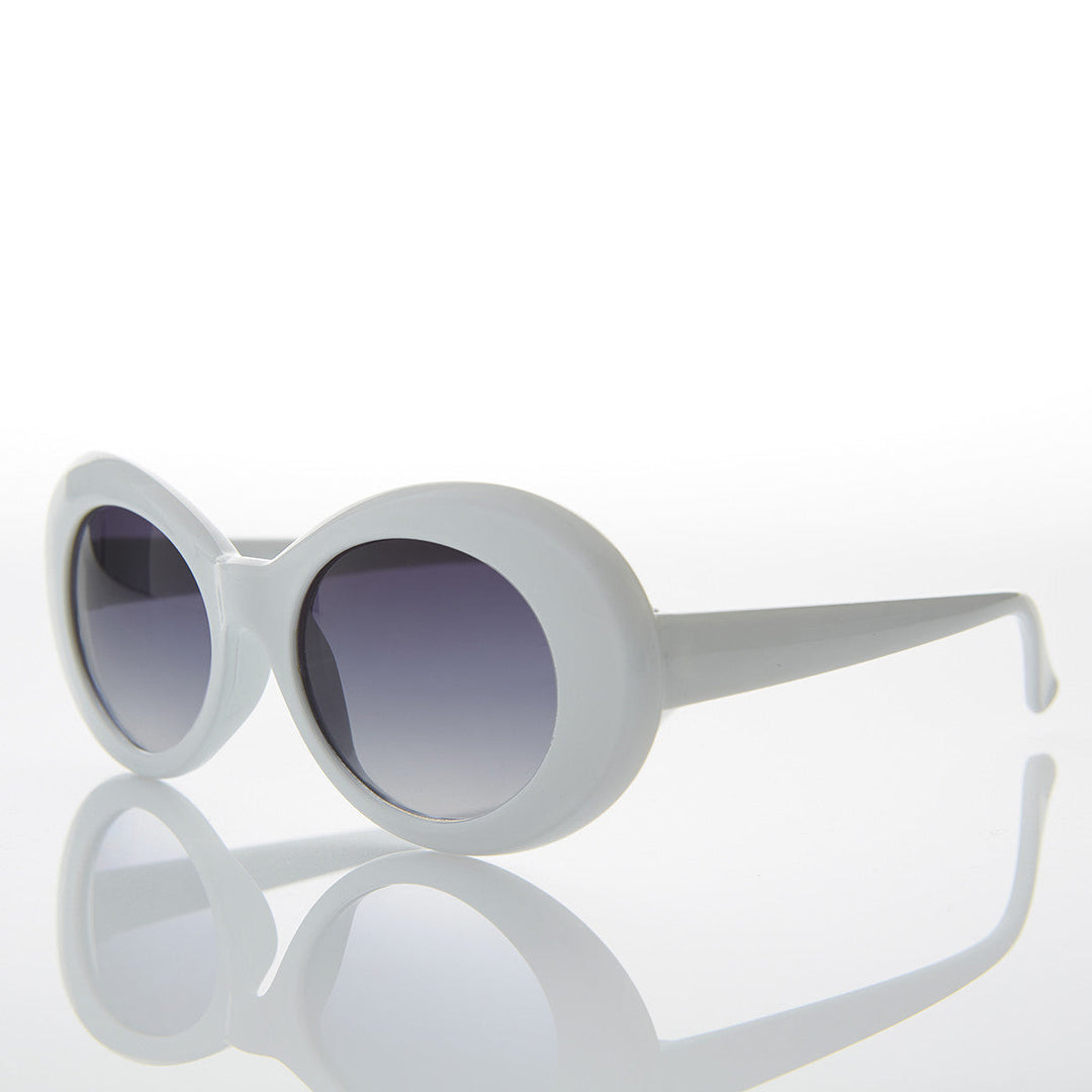 White Oval Cat Eye Clout Sunglass - Lulu 2