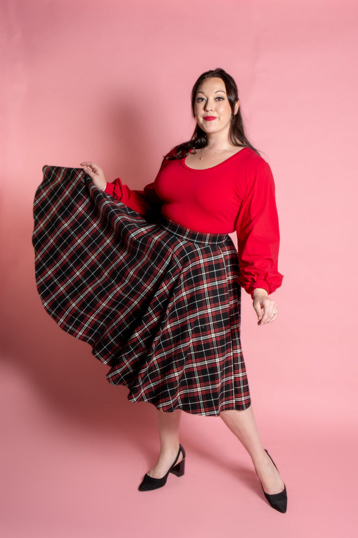 Haute Circle Skirt - Flannel, Black Plaid