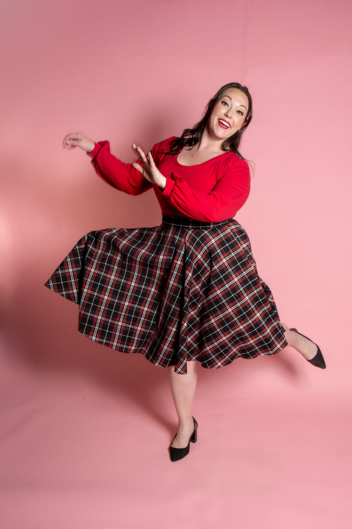 Haute Circle Skirt - Flannel, Black Plaid