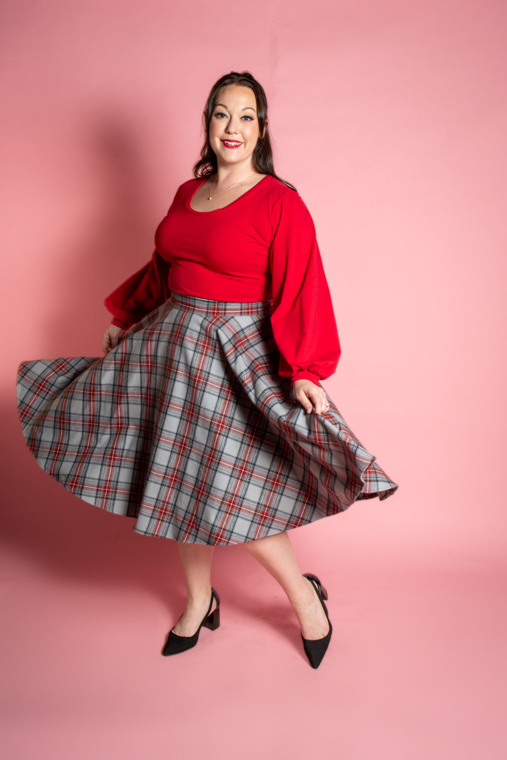 Haute Circle Skirt - Flannel, Grey Plaid
