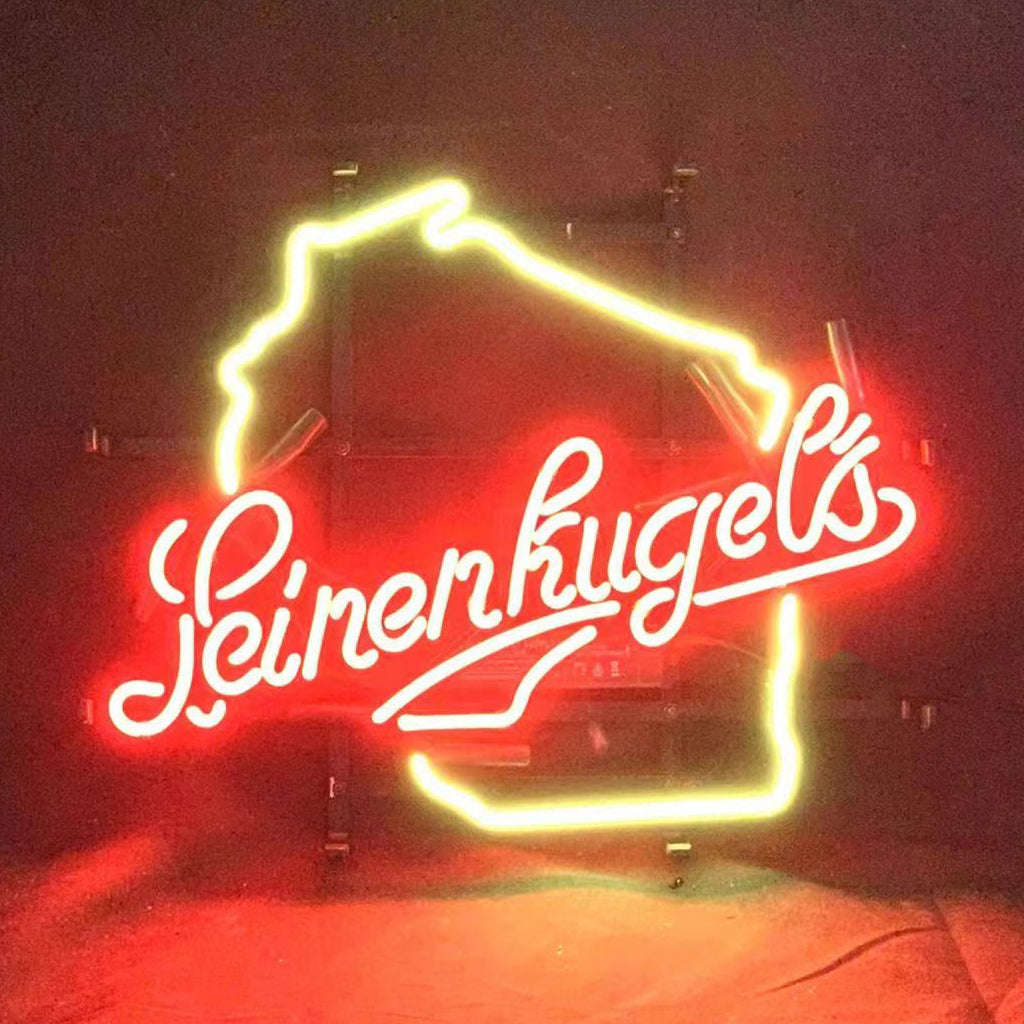 Leinenkugels Beer with Wisconsin Map Neon Signs