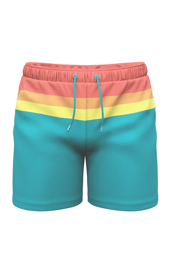 The Lifeguard | Green and Orange Retro Stripe Ball Hammock® Pouch 5" Swim Trunks