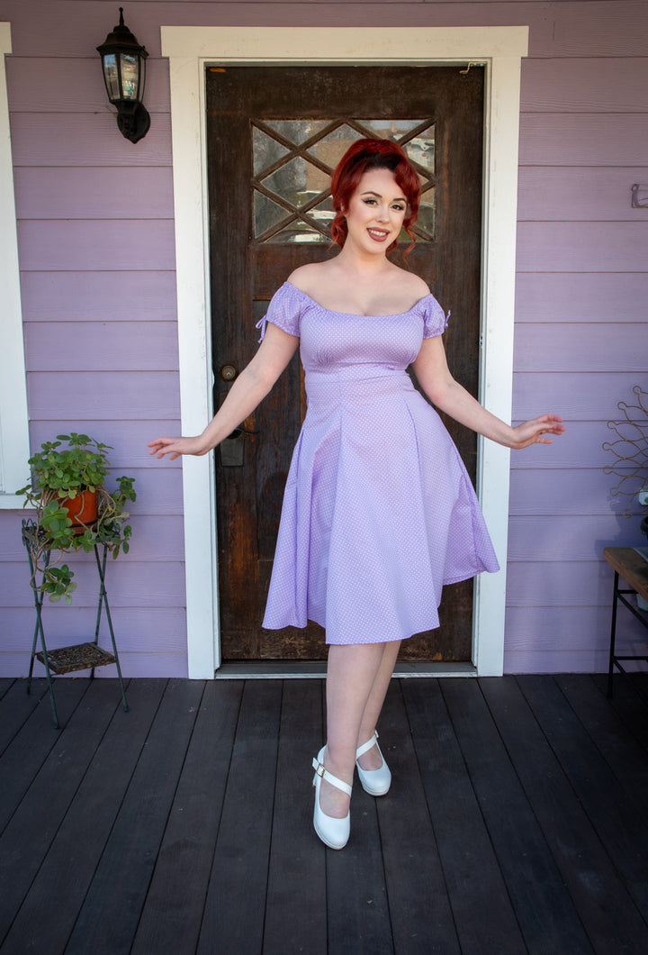 Hilda Dress - Lavender Dot