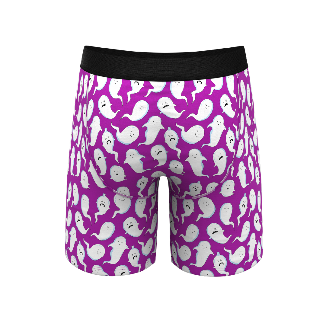 The Little Swimmers | Ghost Print Long Leg Ball Hammock® Pouch Underwear With Fly