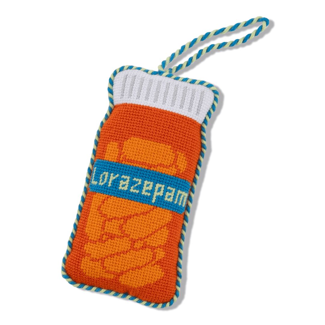 Needlepoint Icon Ornament - Pill Bottle