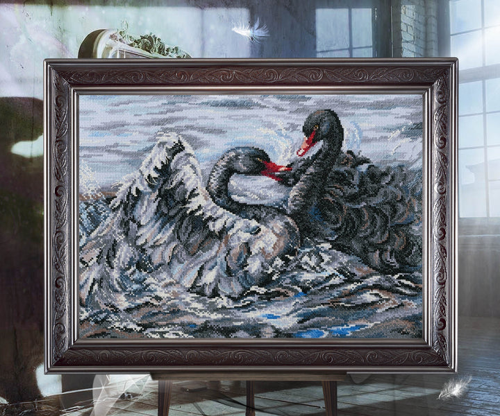 Two black swans M557 Counted Cross Stitch Kit