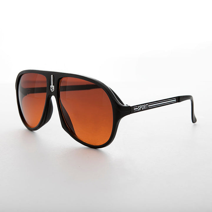 Very 80s Aviator Sunglass with Amber Lens - Martin