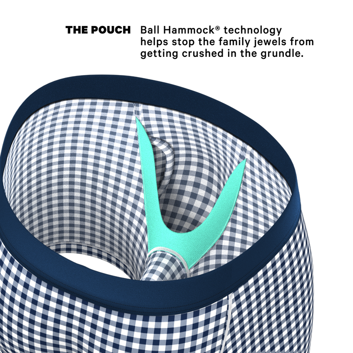 The Mad For Plaid | Navy Gingham Ball Hammock® Pouch Underwear With Fly