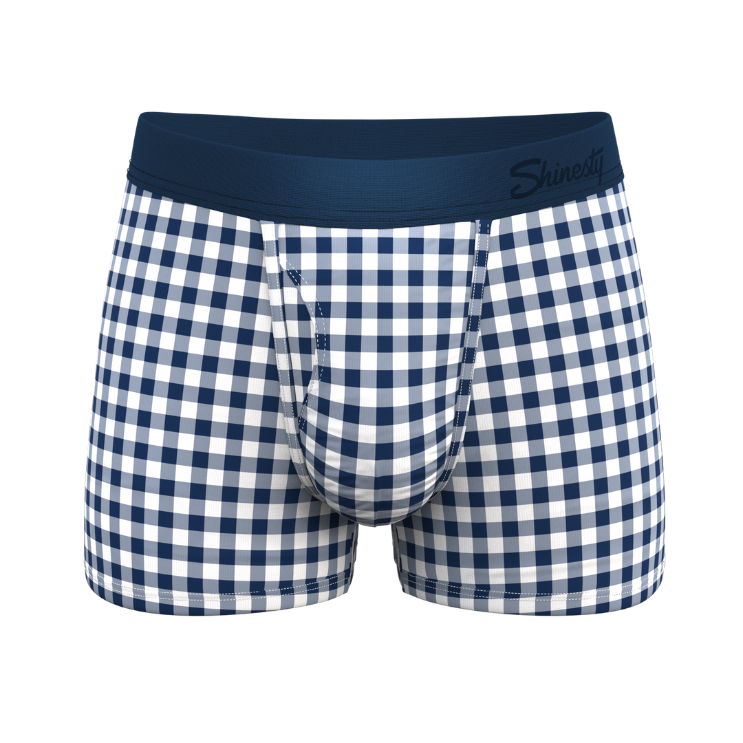 The Mad For Plaid | Navy Gingham Ball Hammock® Pouch Trunks Underwear