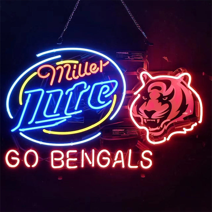 Miller Lite Cincinnati Go Bengals Neon Light Sign