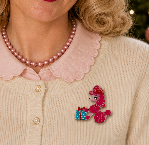 Mimi Loves Christmas Brooch by Miss Fluff x Lipstick & Chrome