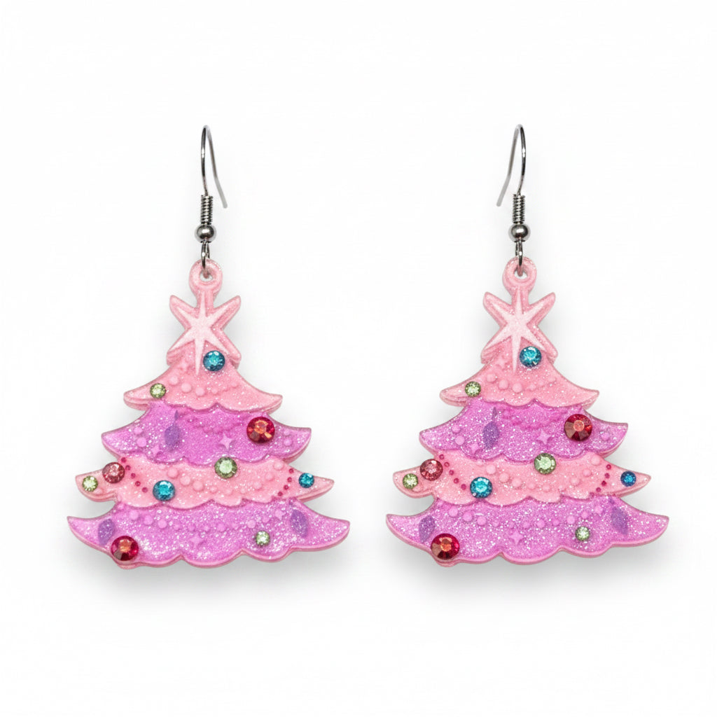 Oh Pinkmas Tree Earrings by Miss Fluff x Lipstick & Chrome – view 2