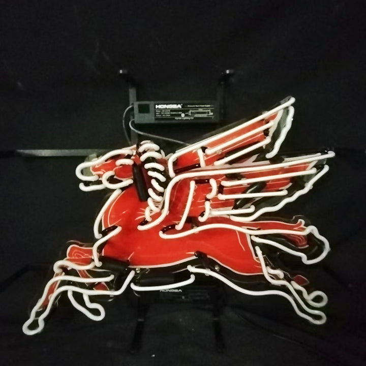 Mobilgas Gas Oil Flyin Horse White Neon Signs Light