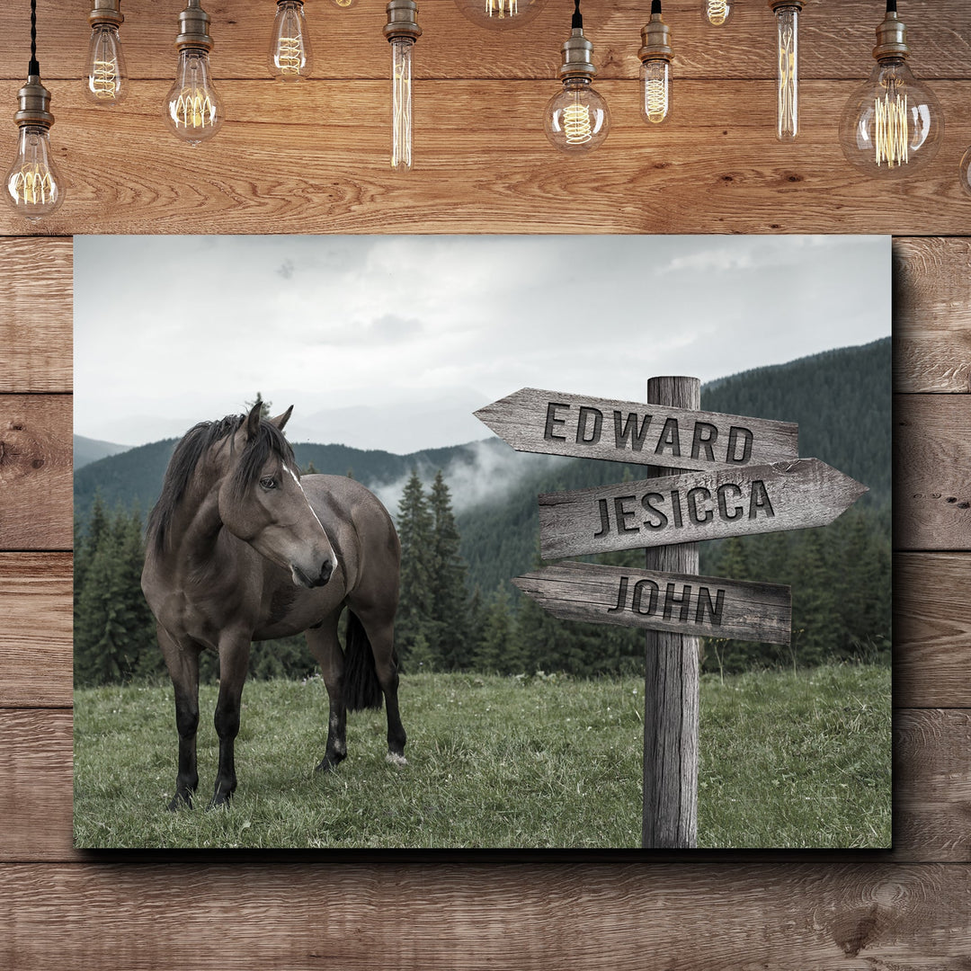 Classic Horse Family Name Sign