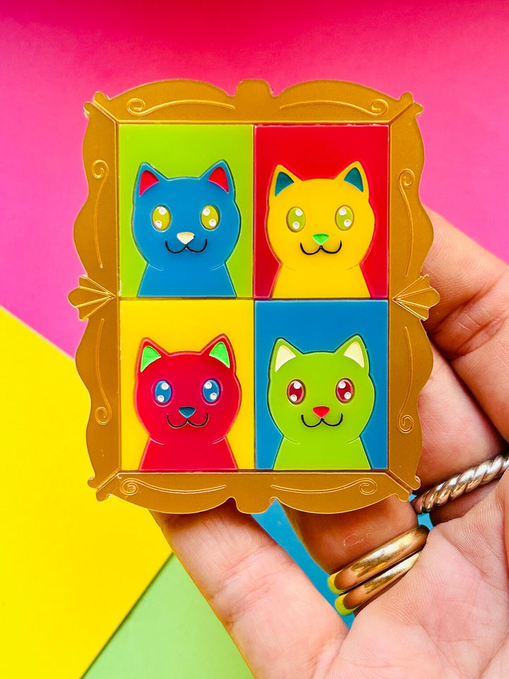 Modern Art / Pop Art Style Cat Acrylic Brooch by Makokot Design