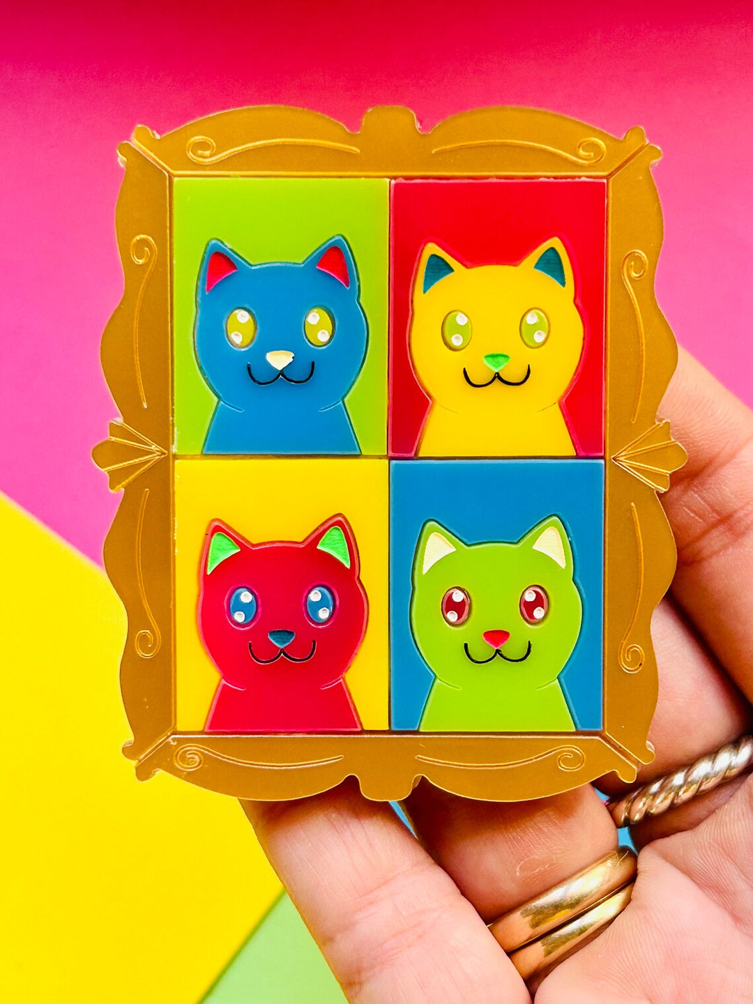 Modern Art / Pop Art Style Cat Acrylic Brooch by Makokot Design