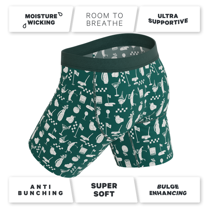 The Mulligan | Green Golf Long Leg Ball Hammock® Pouch Underwear With Fly