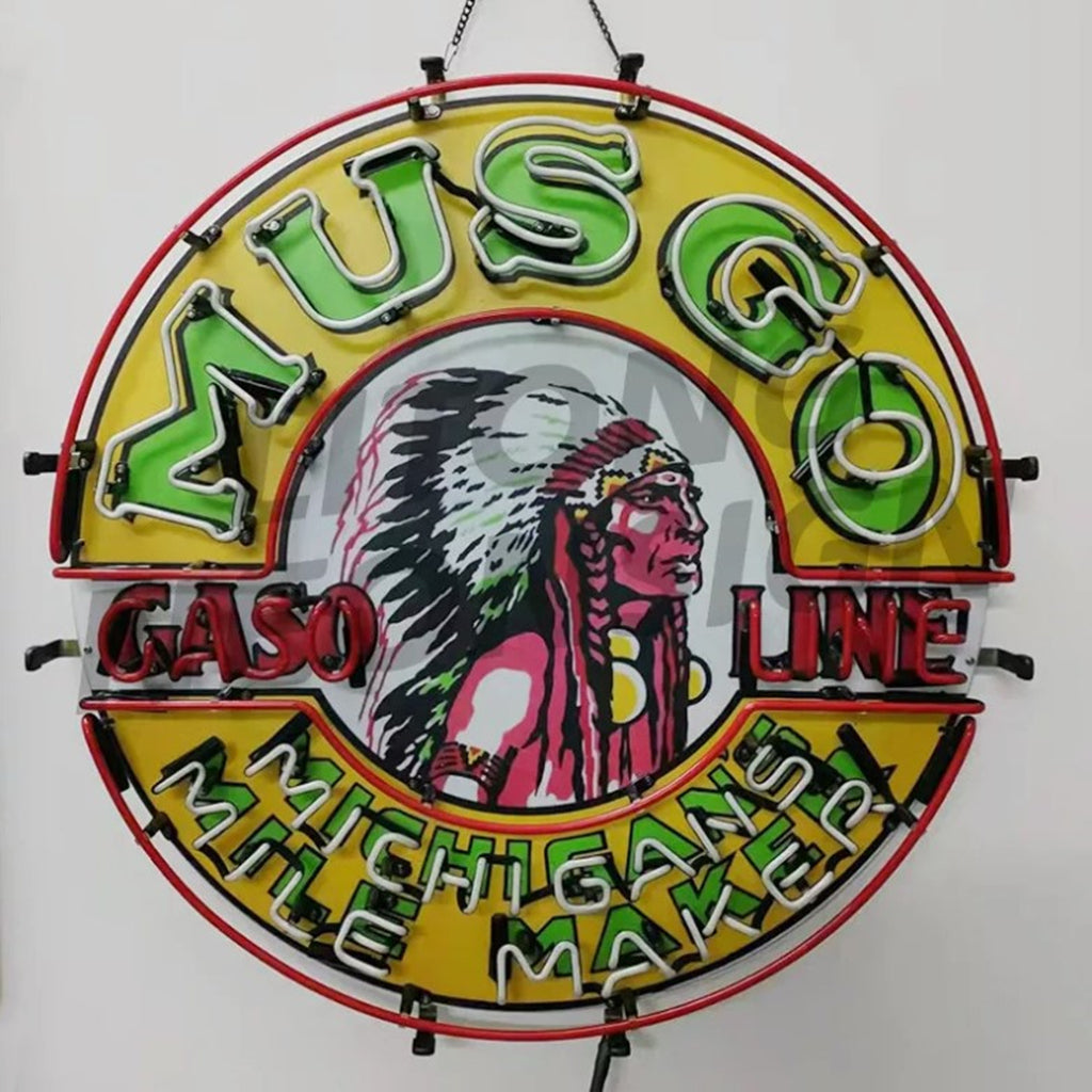 Musgo Gasoline Michigans Mile Maker Neon Signs