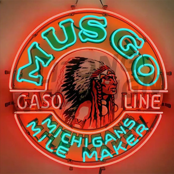 Musgo Gasoline Michigans Mile Maker Neon Signs