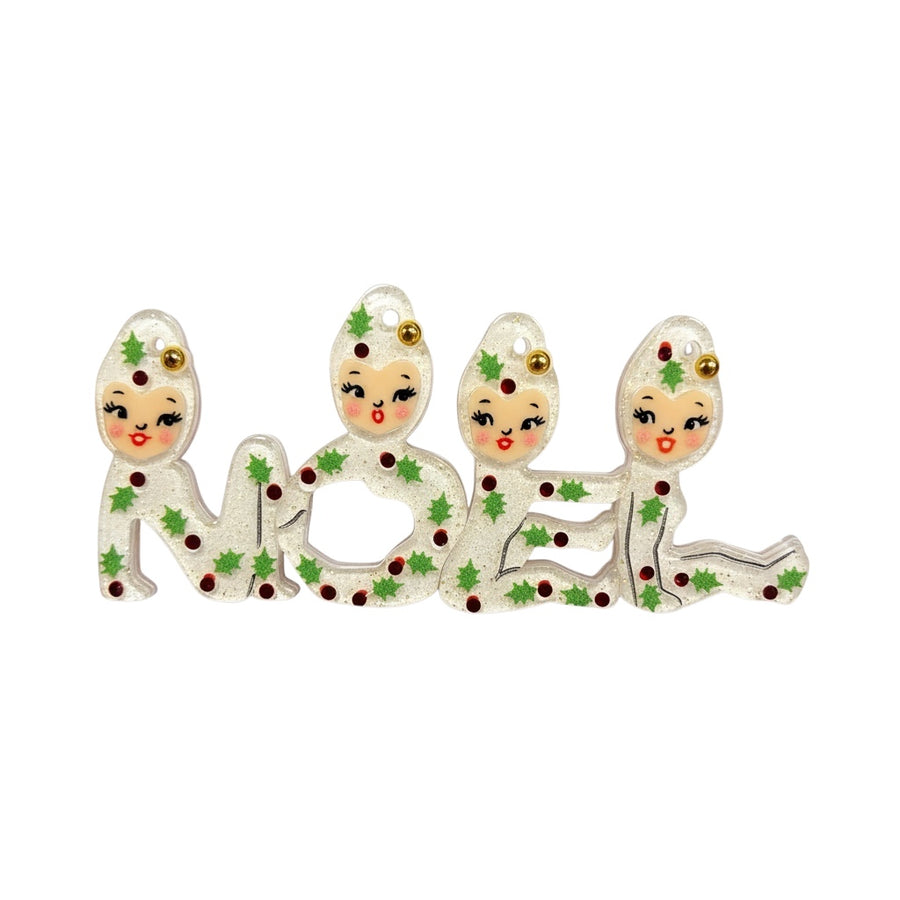 NOEL Elves Christmas vintage inspired brooch