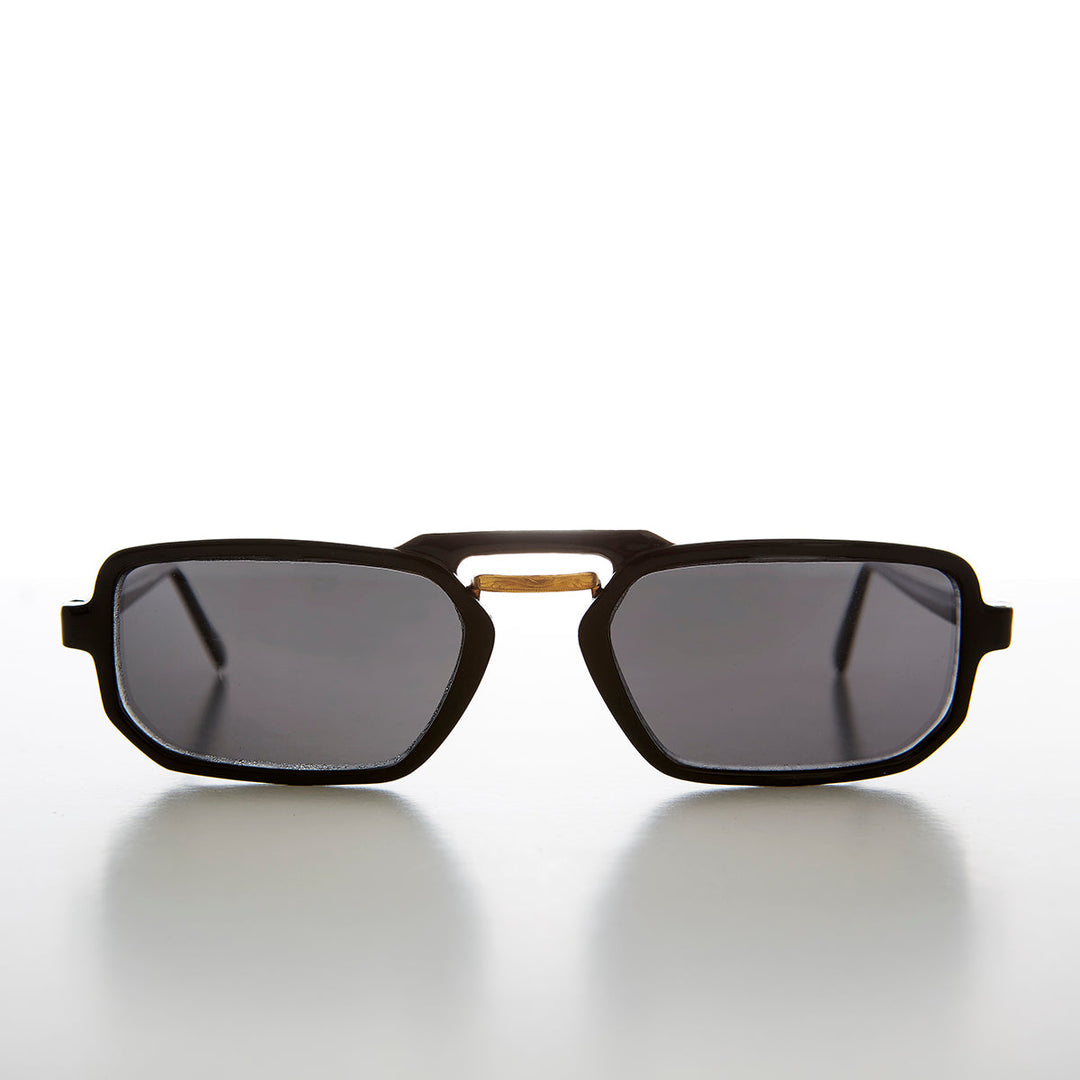 Unique 90s Rectangular New Wave Sunglass - Noir