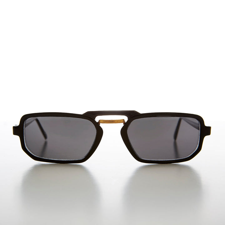 Unique 90s Rectangular New Wave Sunglass - Noir