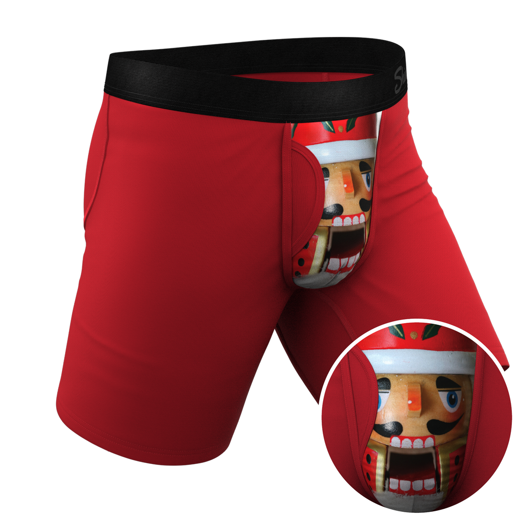 The Nutcrack-Him | Nutcracker Christmas Long Leg Ball Hammock® Pouch Underwear With Fly