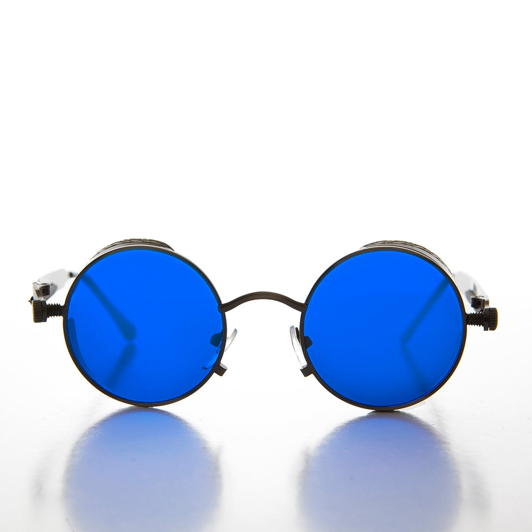 Round Steampunk Goggle Sunglass with Tinted Lenses - Orwell 2