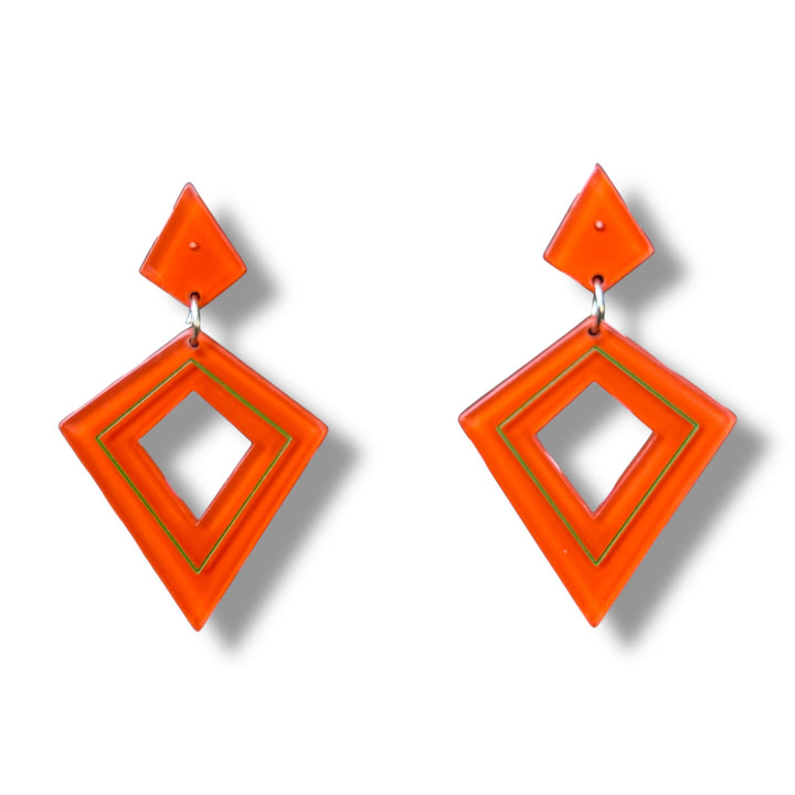 Retro Diamond Dangle Earrings by Lipstick & Chrome – view 2