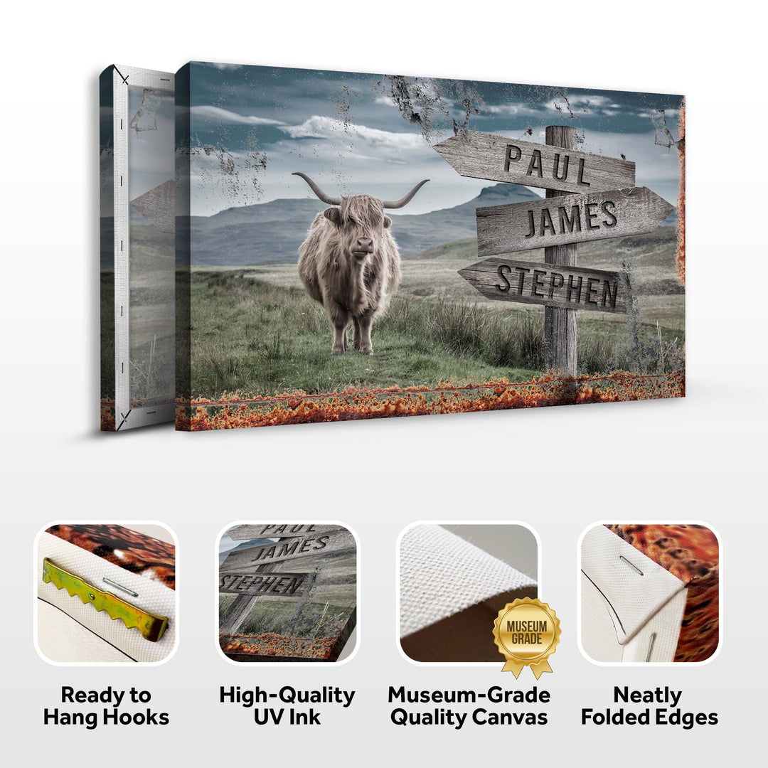 Highland Cow Rustic Sign
