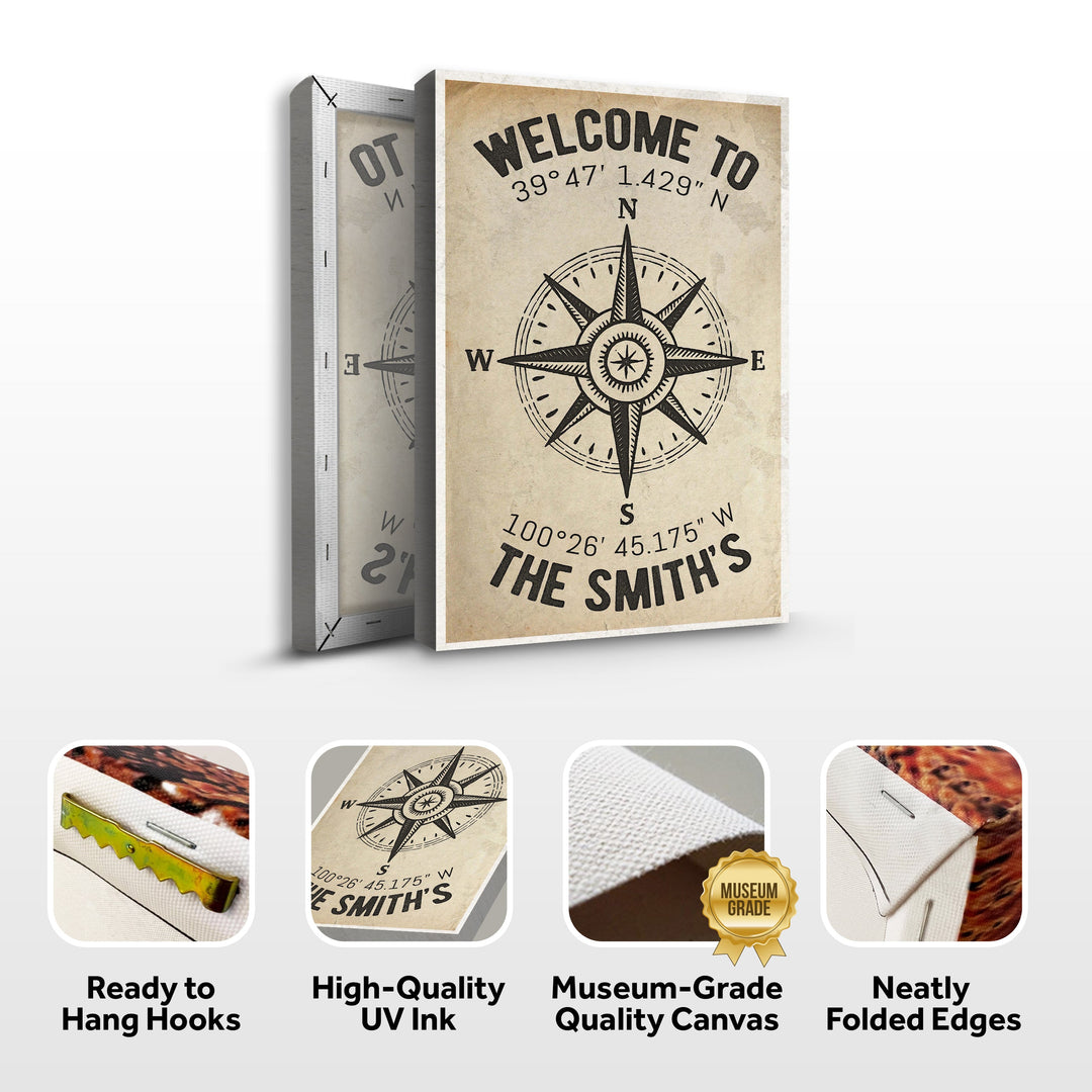 Welcome To Family Home Coordinates Sign