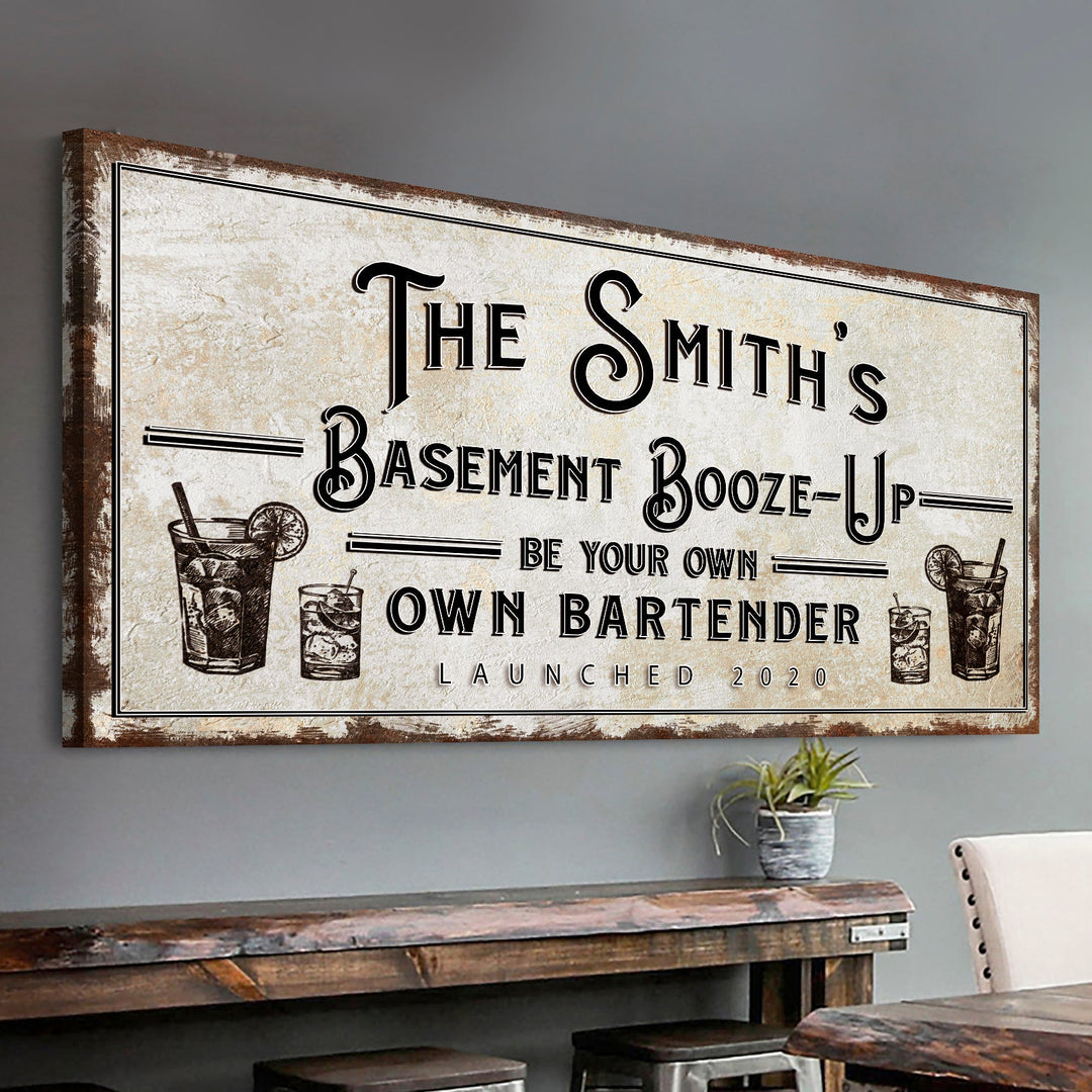 Basement Booze Up Sign