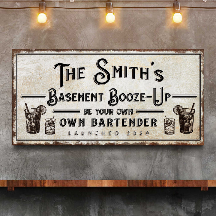 Basement Booze Up Sign