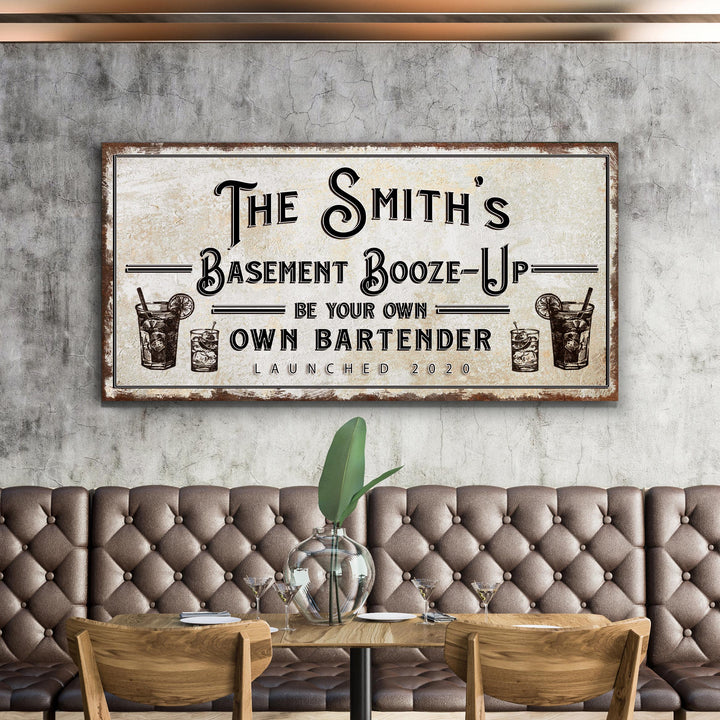 Basement Booze Up Sign