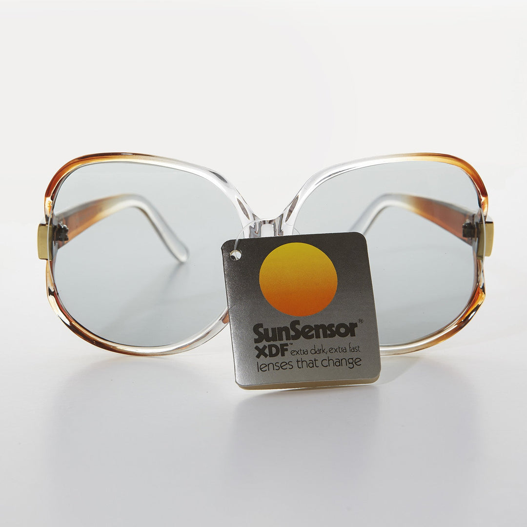 Oversized Huge Vintage Sunglass with Transition Glass Lens - Phyllis