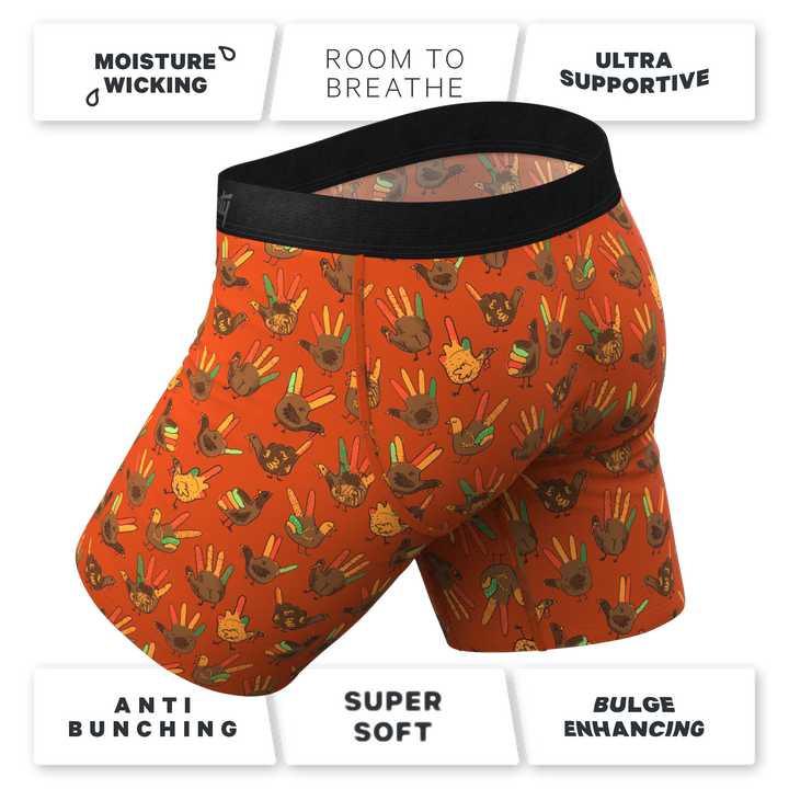 The Party Fowl | Thanksgiving Turkey Long Leg Ball Hammock® Pouch Boxers With Fly