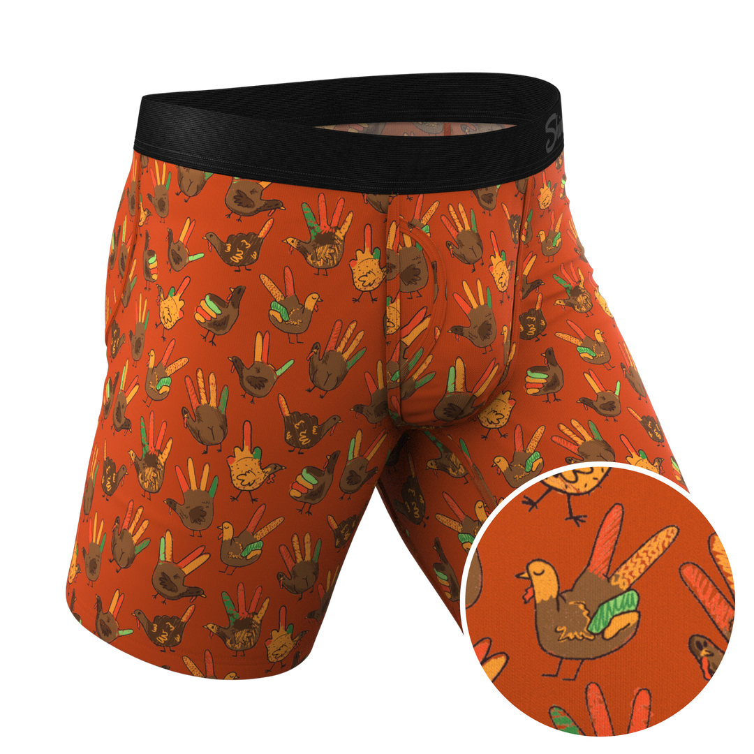 The Party Fowl | Thanksgiving Turkey Long Leg Ball Hammock® Pouch Boxers With Fly