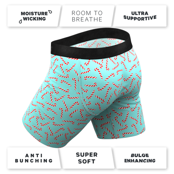 The Peppermint Pimp Canes | Candy Cane Long Leg Ball Hammock® Pouch Underwear With Fly