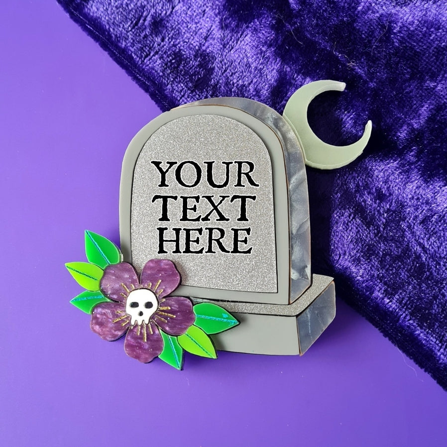 Custom Gravestone Epitaph Brooch or Necklace