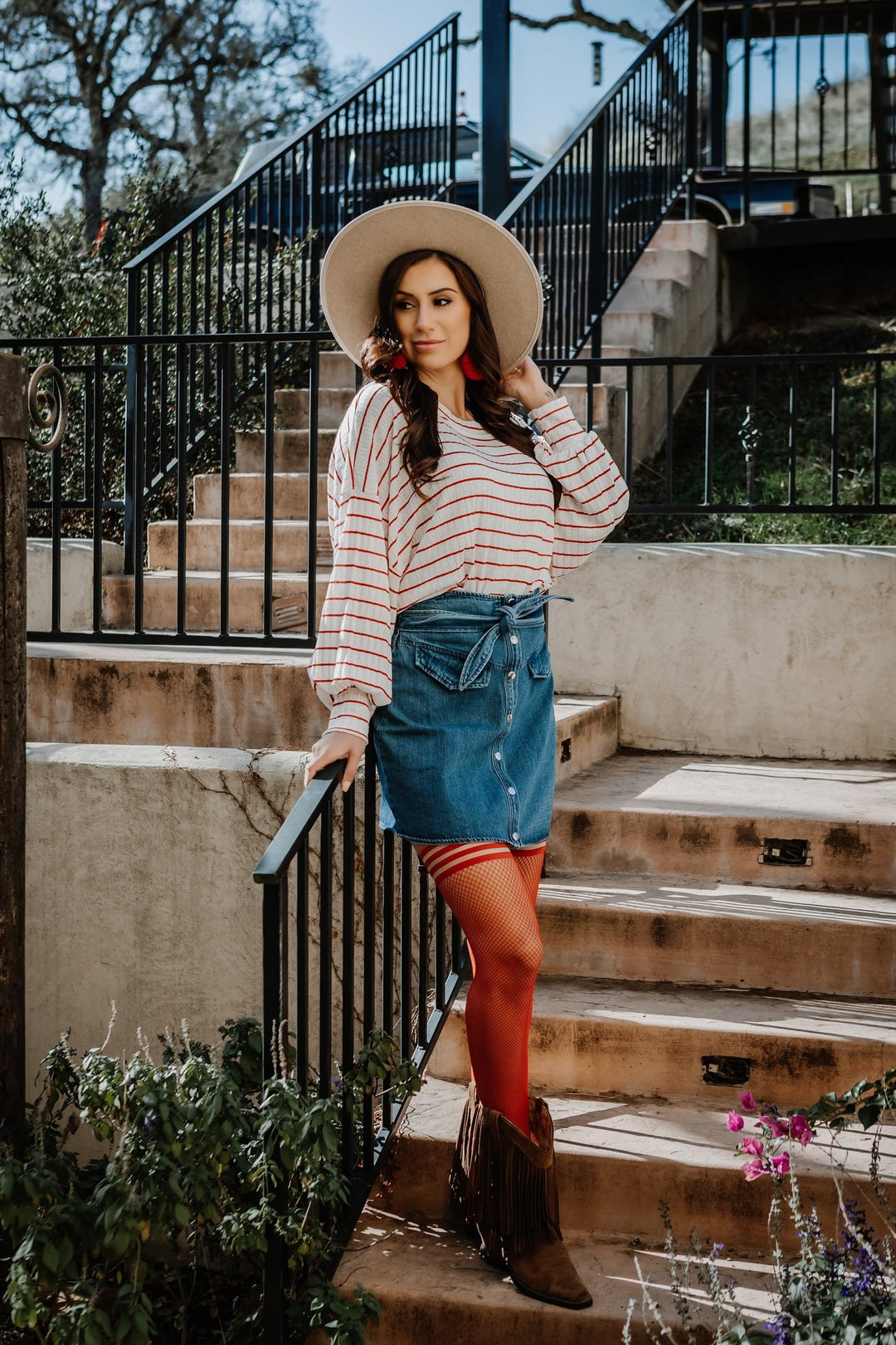 Sandra: Red Fishnet. No Regrets in These Red Nets. Petite to Plus Size Thigh Highs